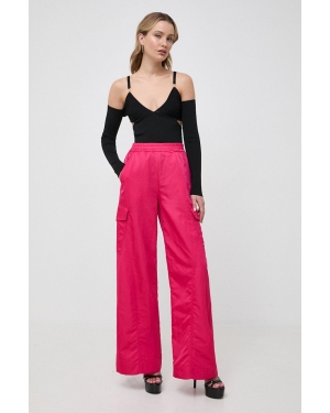 Pinko spodnie damskie kolor różowy szerokie high waist