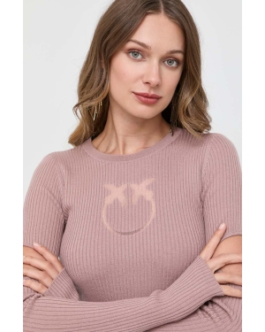 Pinko sweter wełniany damski kolor różowy lekki