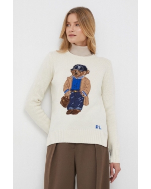 Polo Ralph Lauren sweter wełniany damski kolor beżowy