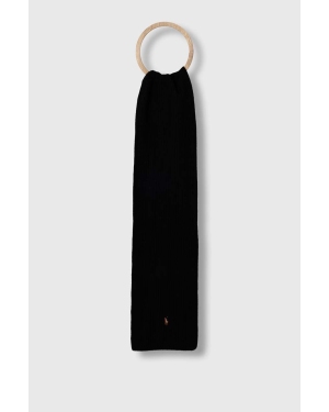 Polo Ralph Lauren szalik wełniany kolor czarny gładki