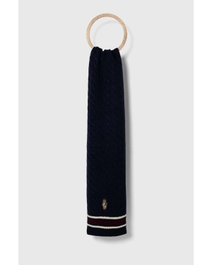 Polo Ralph Lauren szalik z domieszką wełny kolor granatowy gładki