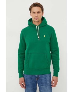 Polo Ralph Lauren bluza męska kolor zielony z kapturem gładka