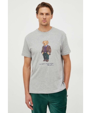 Polo Ralph Lauren t-shirt bawełniany kolor szary z nadrukiem