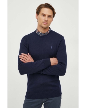 Polo Ralph Lauren sweter wełniany męski kolor granatowy
