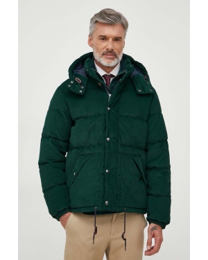 Polo Ralph Lauren kurtka sztruksowa puchowa kolor zielony zimowa