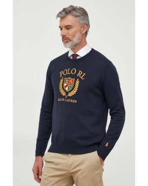 Polo Ralph Lauren sweter bawełniany kolor granatowy lekki