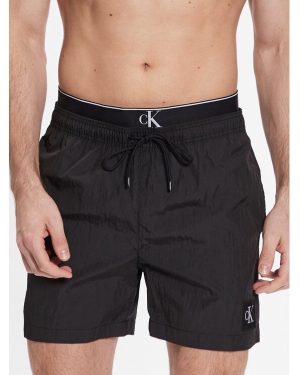 Calvin Klein Swimwear Szorty kąpielowe Medium Double Wb KM0KM00846 Czarny Regular Fit