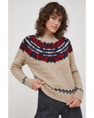 Polo Ralph Lauren sweter wełniany damski kolor beżowy