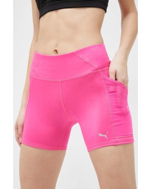 Puma szorty do biegania Favorite kolor różowy gładkie high waist