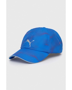 Puma czapka z daszkiem kolor niebieski z nadrukiem