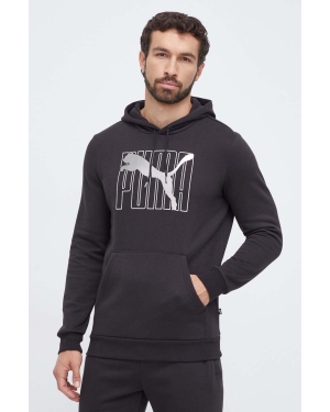 Puma bluza męska kolor czarny z kapturem z nadrukiem