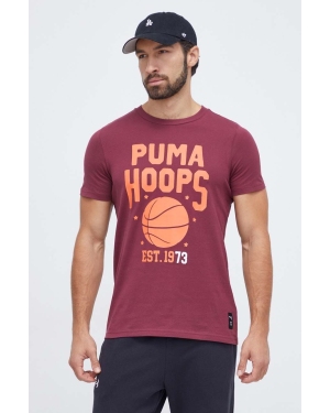 Puma t-shirt bawełniany męski kolor bordowy z nadrukiem