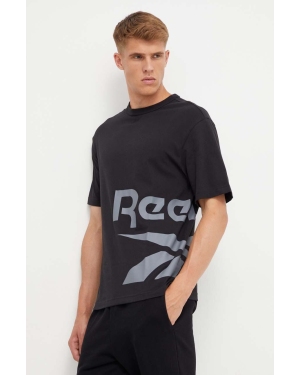 Reebok t-shirt bawełniany kolor czarny z nadrukiem