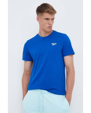 Reebok t-shirt bawełniany kolor niebieski gładki