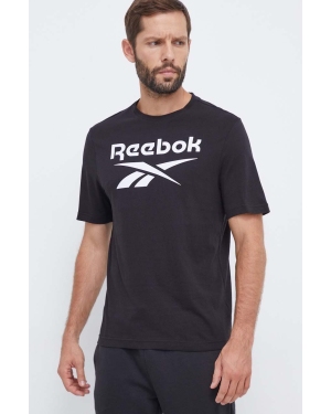 Reebok t-shirt bawełniany kolor czarny z nadrukiem