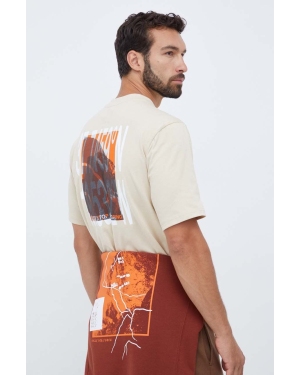 The North Face t-shirt bawełniany kolor beżowy z nadrukiem