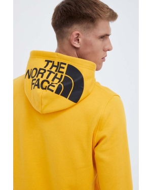 The North Face bluza bawełniana męska kolor żółty z kapturem gładka