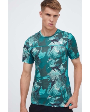 The North Face t-shirt do biegania Sunriser kolor zielony wzorzysty