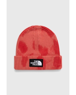 The North Face czapka bawełniana kolor czerwony z grubej dzianiny bawełniana