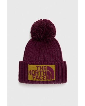 The North Face czapka kolor bordowy z grubej dzianiny