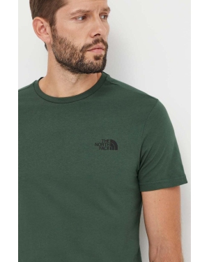 The North Face t-shirt bawełniany męski kolor zielony gładki
