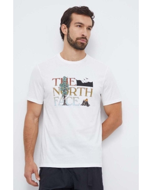 The North Face t-shirt bawełniany męski kolor beżowy z nadrukiem
