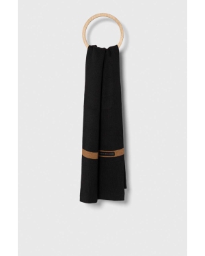 Tommy Hilfiger szalik bawełniany kolor czarny wzorzysty