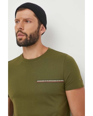 Tommy Hilfiger t-shirt bawełniany kolor zielony z nadrukiem