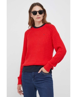 Tommy Hilfiger sweter bawełniany kolor czerwony