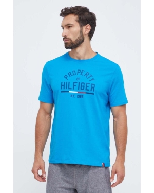 Tommy Hilfiger t-shirt męski kolor niebieski z nadrukiem