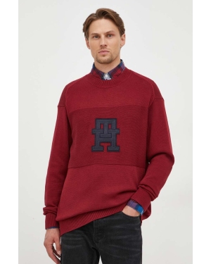 Tommy Hilfiger sweter bawełniany kolor bordowy lekki