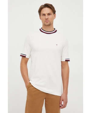 Tommy Hilfiger t-shirt bawełniany kolor beżowy gładki