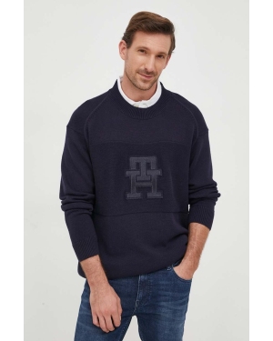 Tommy Hilfiger sweter bawełniany kolor granatowy lekki