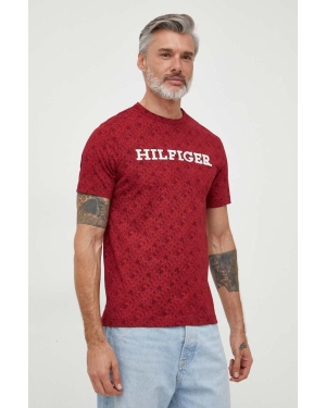 Tommy Hilfiger t-shirt bawełniany męski kolor bordowy wzorzysty