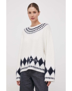 Tommy Hilfiger sweter z domieszką wełny damski kolor biały ciepły