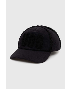 UGG czapka z daszkiem kolor czarny z aplikacją