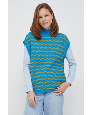 United Colors of Benetton sweter wełniany damski lekki z półgolfem