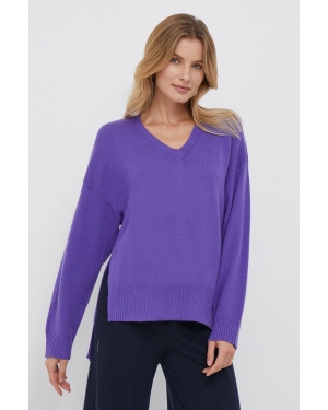 United Colors of Benetton sweter wełniany damski kolor fioletowy