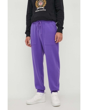 United Colors of Benetton spodnie dresowe bawełniane kolor fioletowy gładkie