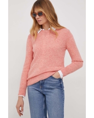 United Colors of Benetton sweter wełniany damski kolor różowy