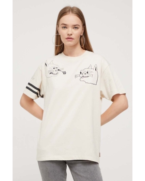 Volcom t-shirt bawełniany x NANDO VON ARB kolor beżowy
