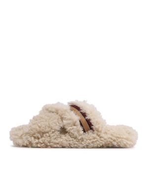 Tommy Hilfiger Kapcie Sherpa Fur Home Slippers Strap FW0FW06576 Beżowy