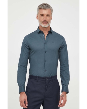 Armani Exchange koszula męska kolor niebieski slim z kołnierzykiem klasycznym