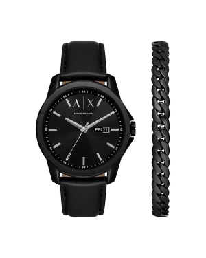 Armani Exchange zegarek i bransoletka męski kolor czarny