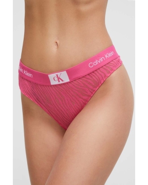 Calvin Klein Underwear stringi kolor różowy z koronki