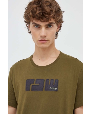 G-Star Raw t-shirt bawełniany kolor zielony z aplikacją