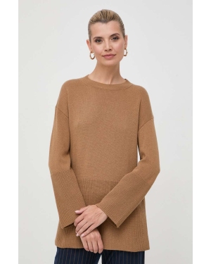 Marella sweter z domieszką wełny damski kolor brązowy lekki