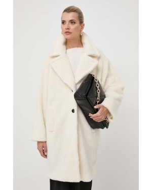 Marella płaszcz z domieszką wełny kolor beżowy przejściowy oversize