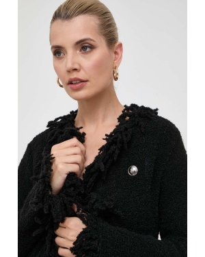 Marella płaszcz z domieszką wełny kolor czarny przejściowy niezapinany