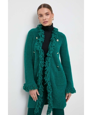 Marella płaszcz z domieszką wełny kolor zielony przejściowy niezapinany